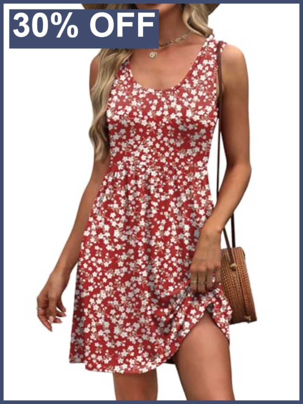 Sleeveless A-Line Casual Sundress with Pockets for Women